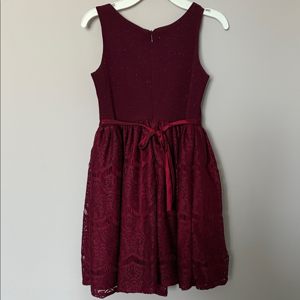 Emily West Burgundy Lace and Sparkle Kids Dress size 7 - NWOT - Picture 4 of 7